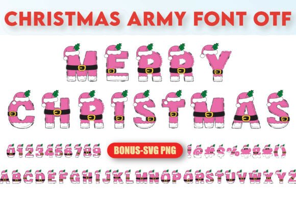 Christmas Army Pink: A Festive and Bold Alphabet Set for Creative Projects