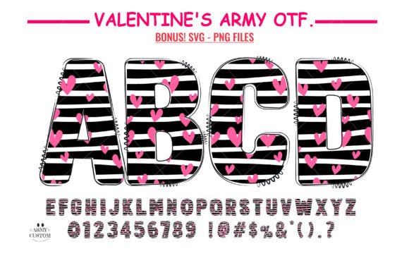 Infuse Your Designs with Romance: The Valentine's Army Stripe Heart Font